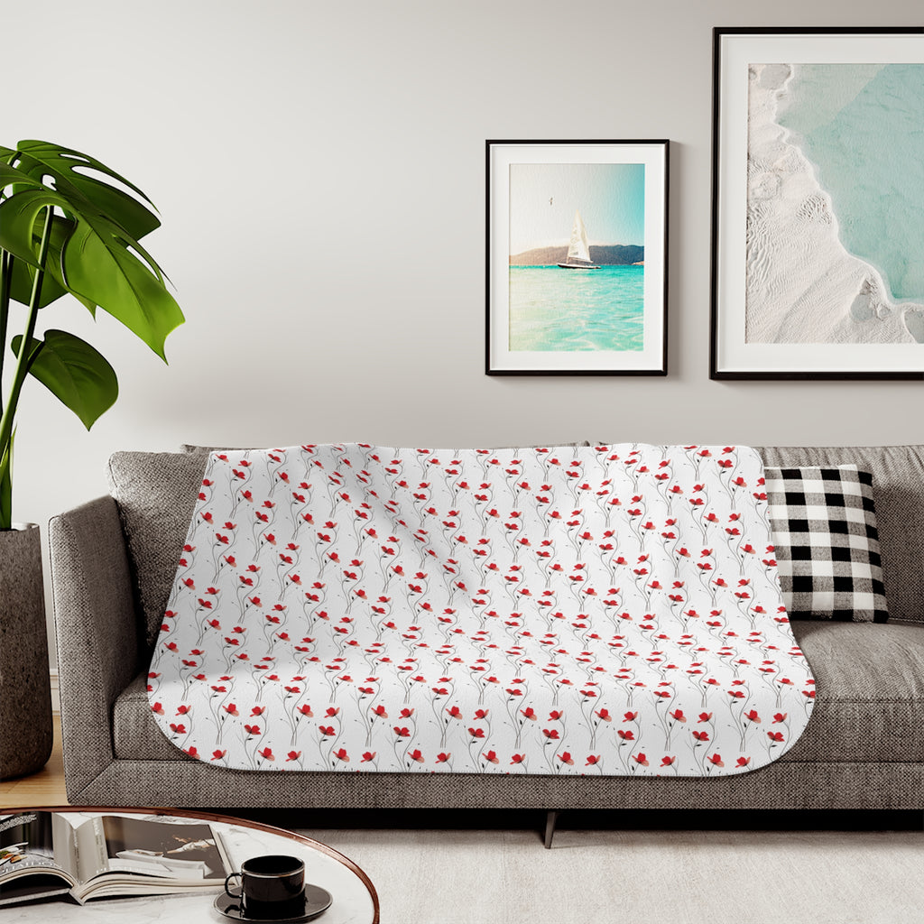 Valentine Heart Pattern Sherpa Blanket – Cozy Reversible Throw