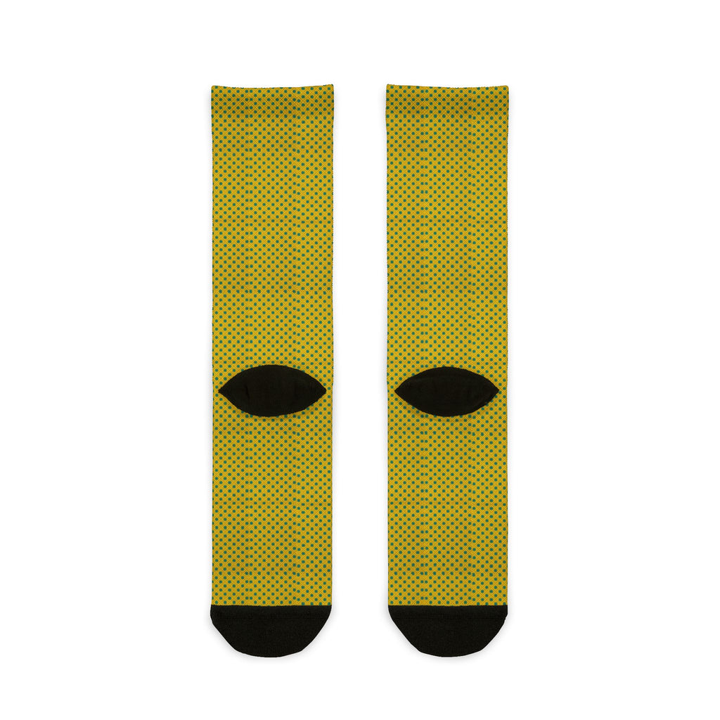 Yellow Dotted Sublimation Crew Socks – Lightweight Athletic Crew Socks