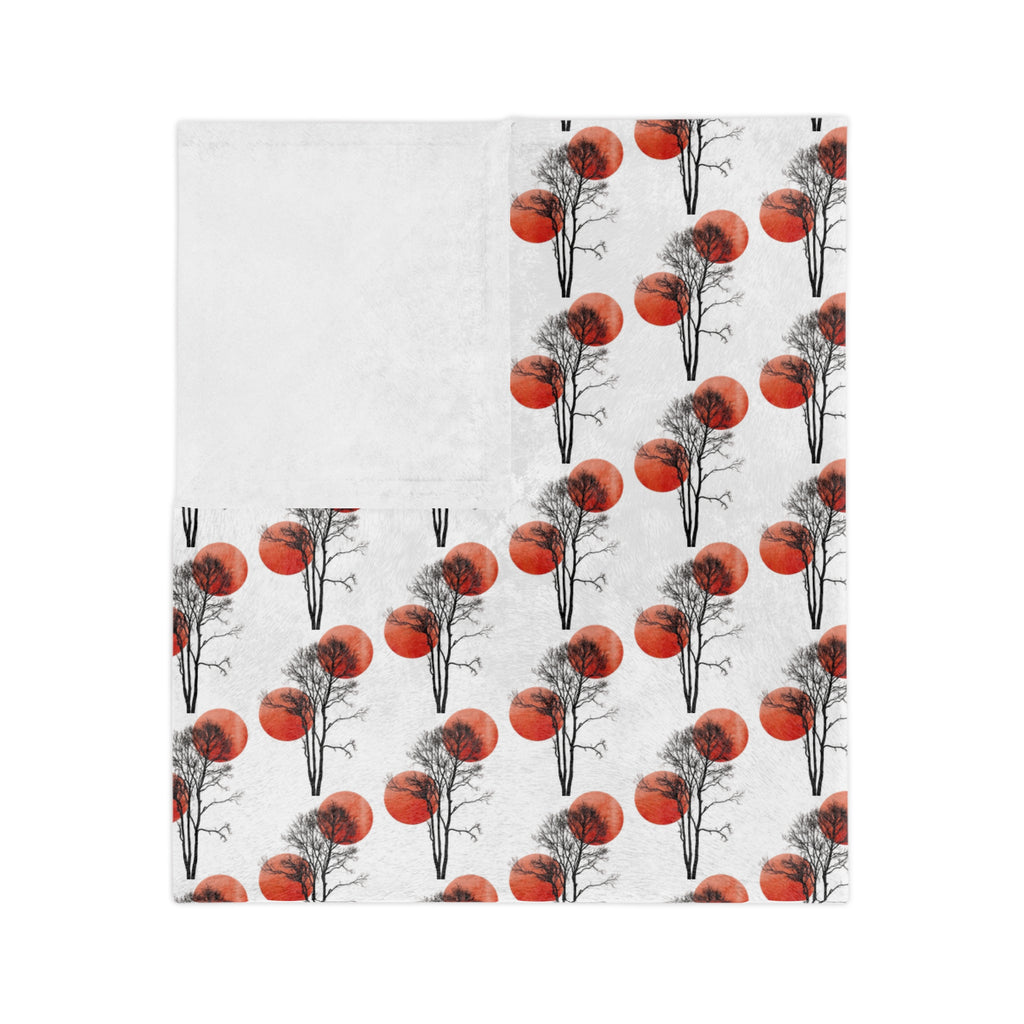Velveteen Microfiber Blanket — Repeating Red Poppy Floral Pattern, Soft Cozy Throw for Home & Gifts