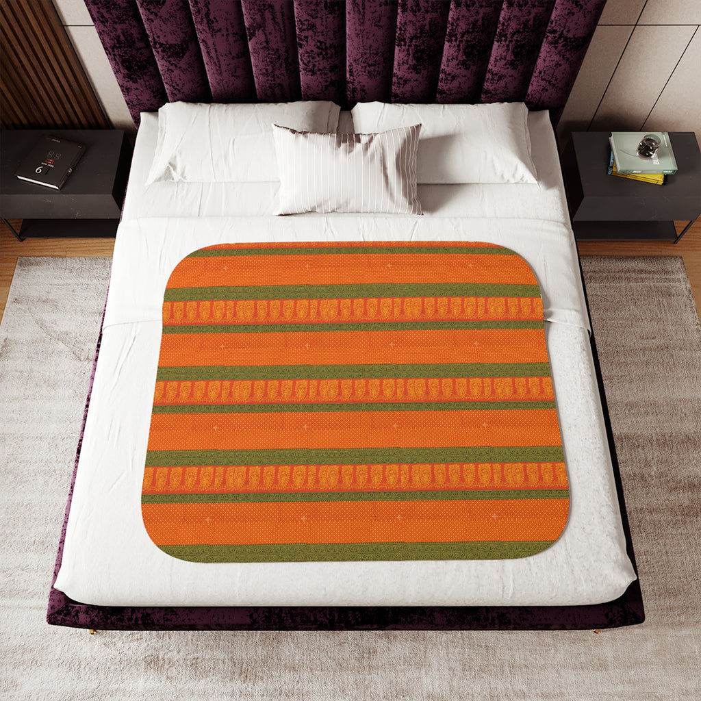 Sherpa Blanket — Cozy Orange Striped Throw for Fall & Cabin Decor