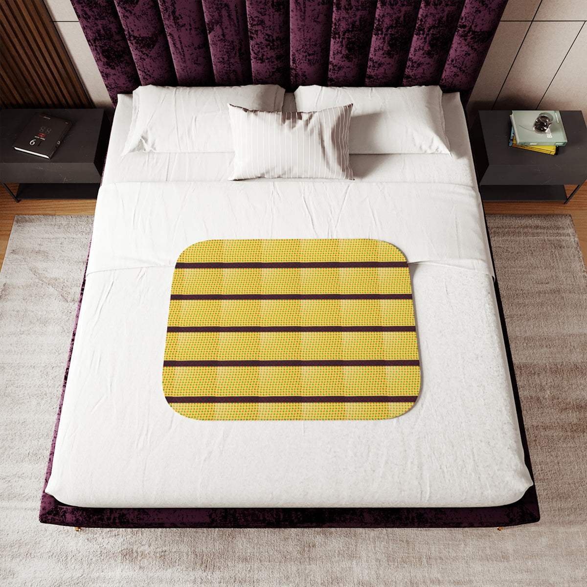 Striped Yellow Sherpa Blanket — Cozy Cabin Throw