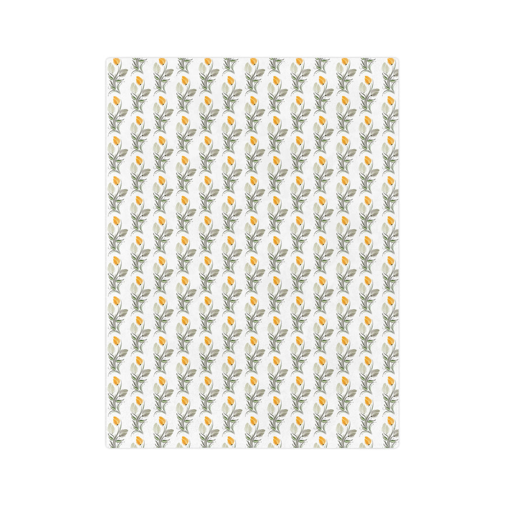 Floral Lemon Pattern Velveteen Throw Blanket