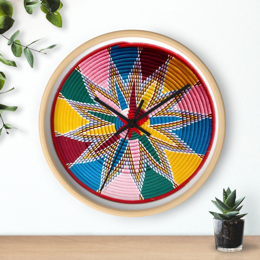 Bohemian Geometric Wall Clock — Colorful Tribal Pattern Clock
