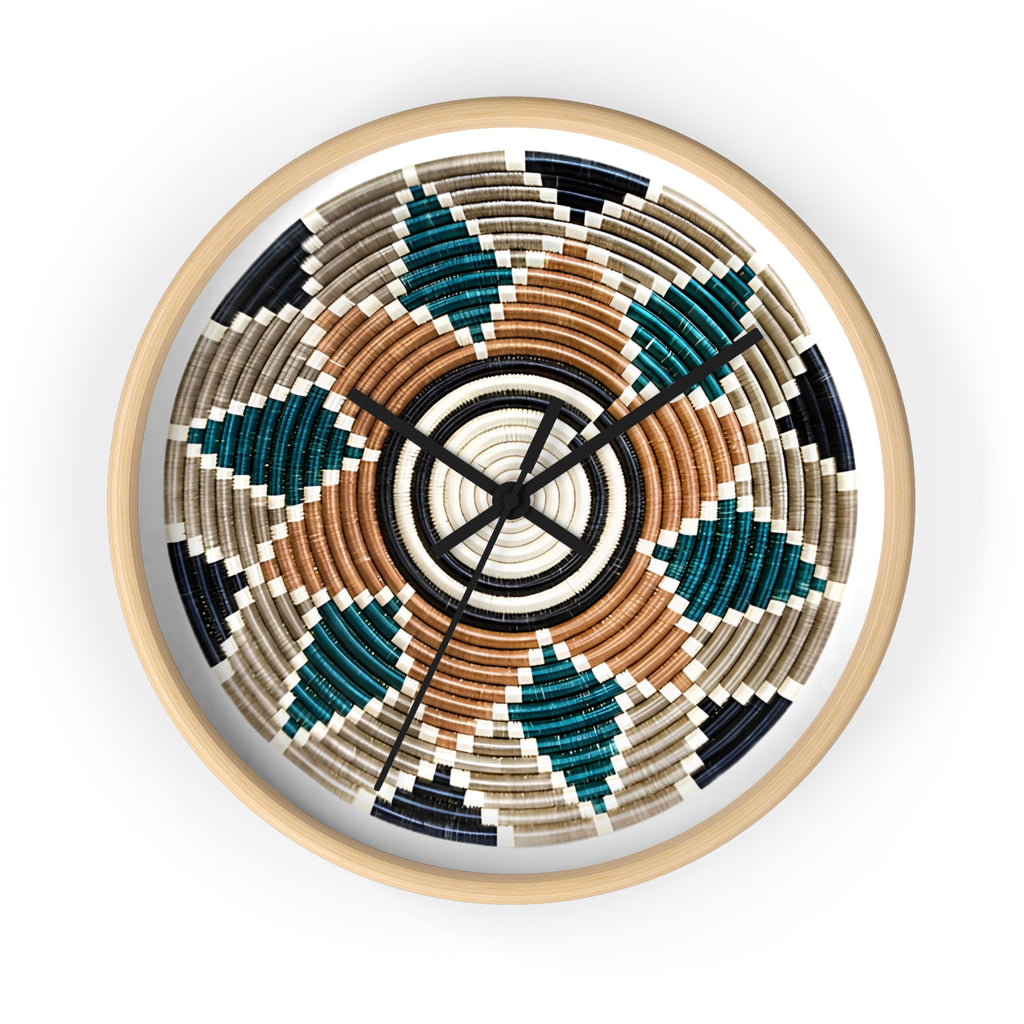 Bohemian Geometric Wall Clock — Colorful Tribal Pattern Clock