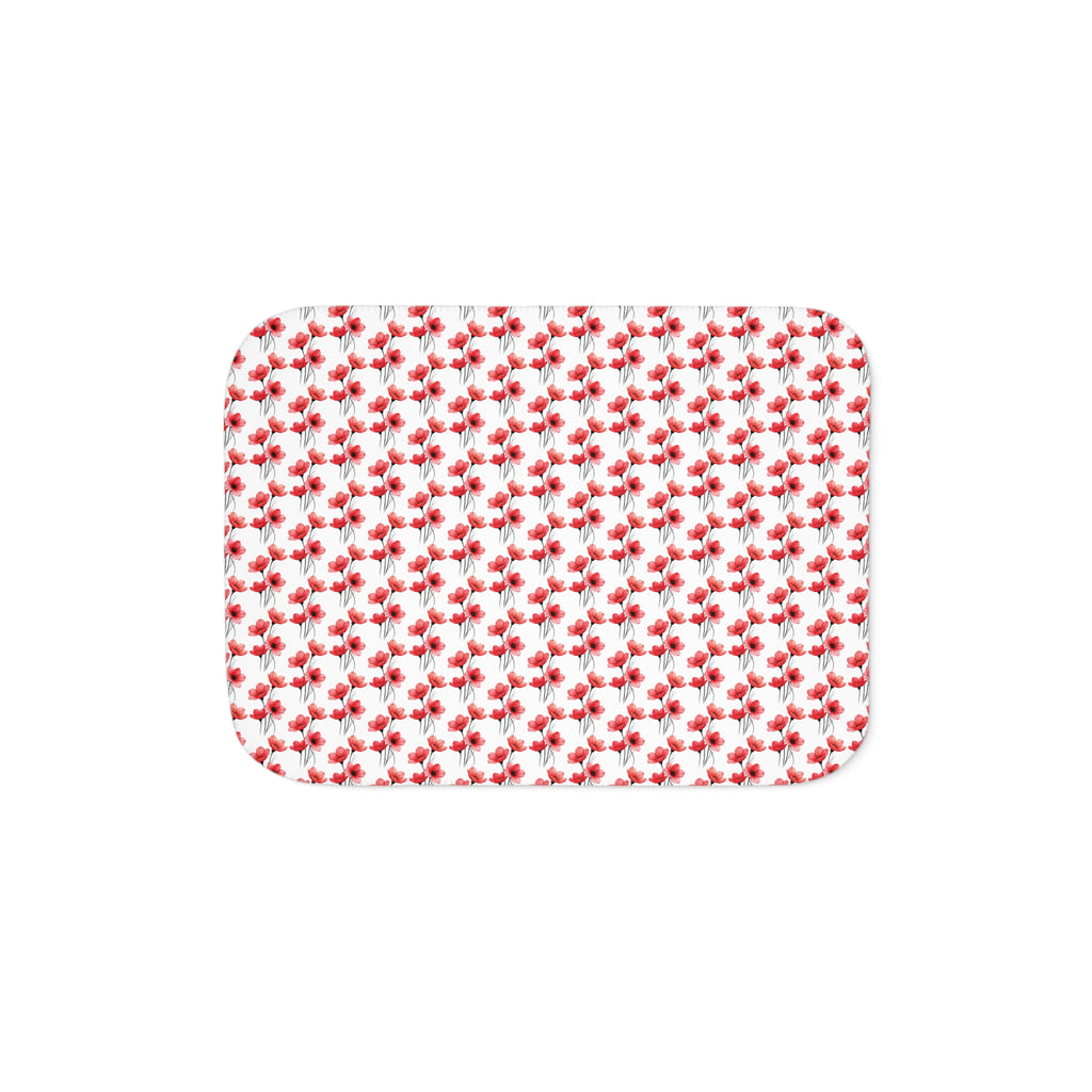 Cozy Red Floral Sherpa Blanket — Reversible Plush Throw for Home & Gift