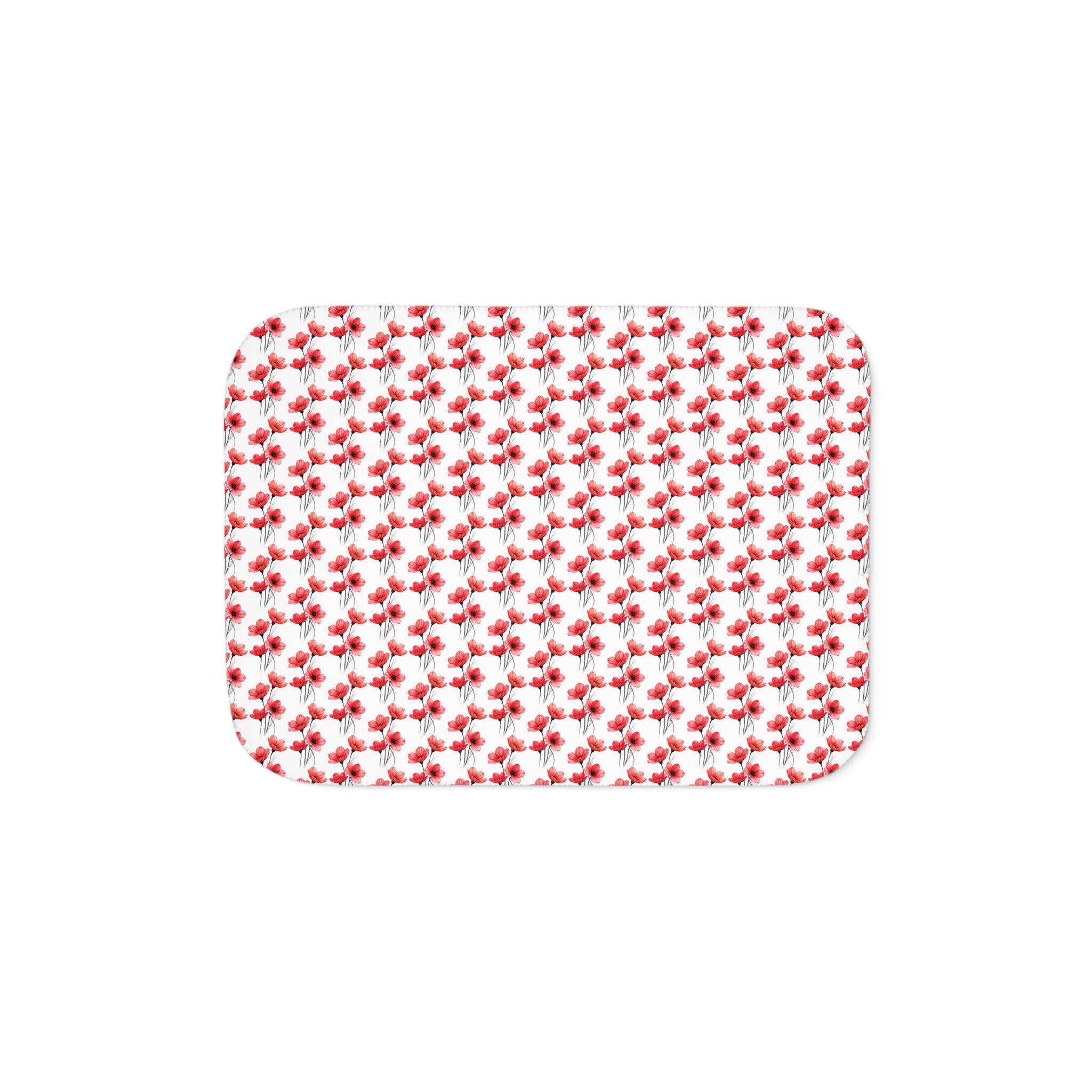 Cozy Red Floral Sherpa Blanket — Reversible Plush Throw for Home & Gift