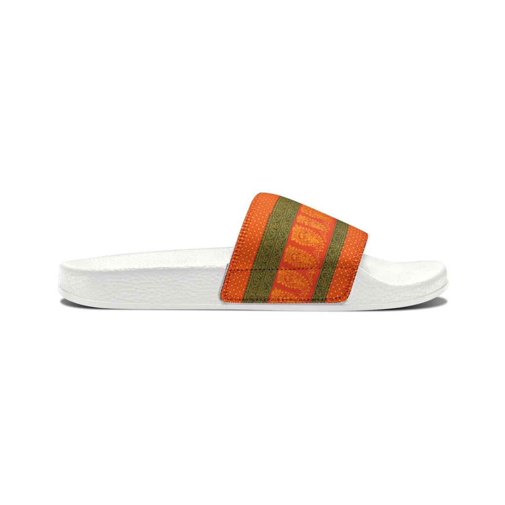 Slide Sandals — Orange Green Striped Removable-Strap Slides