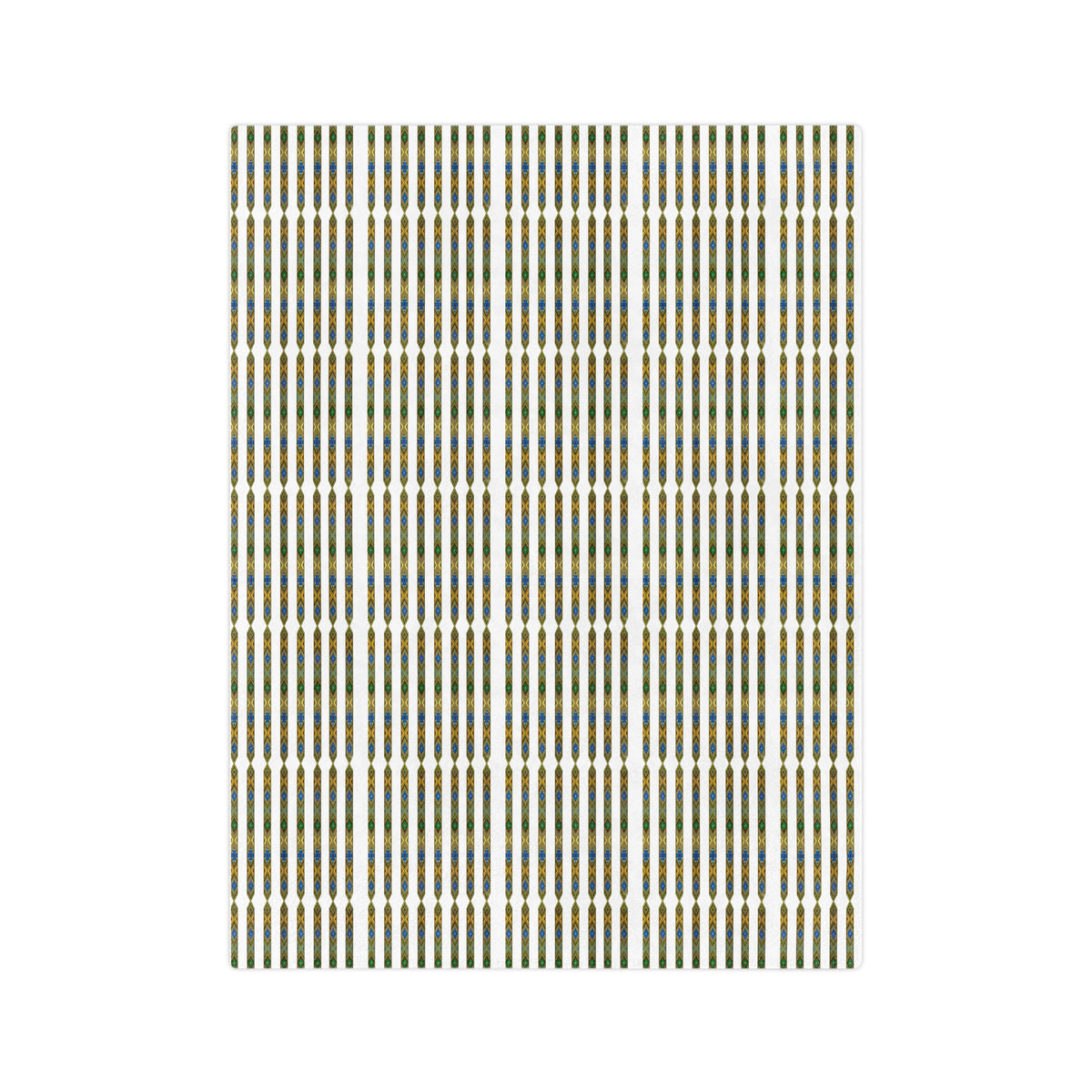 Velveteen Microfiber Blanket — Retro Stripe Plaid Throw (Mustard, Navy)