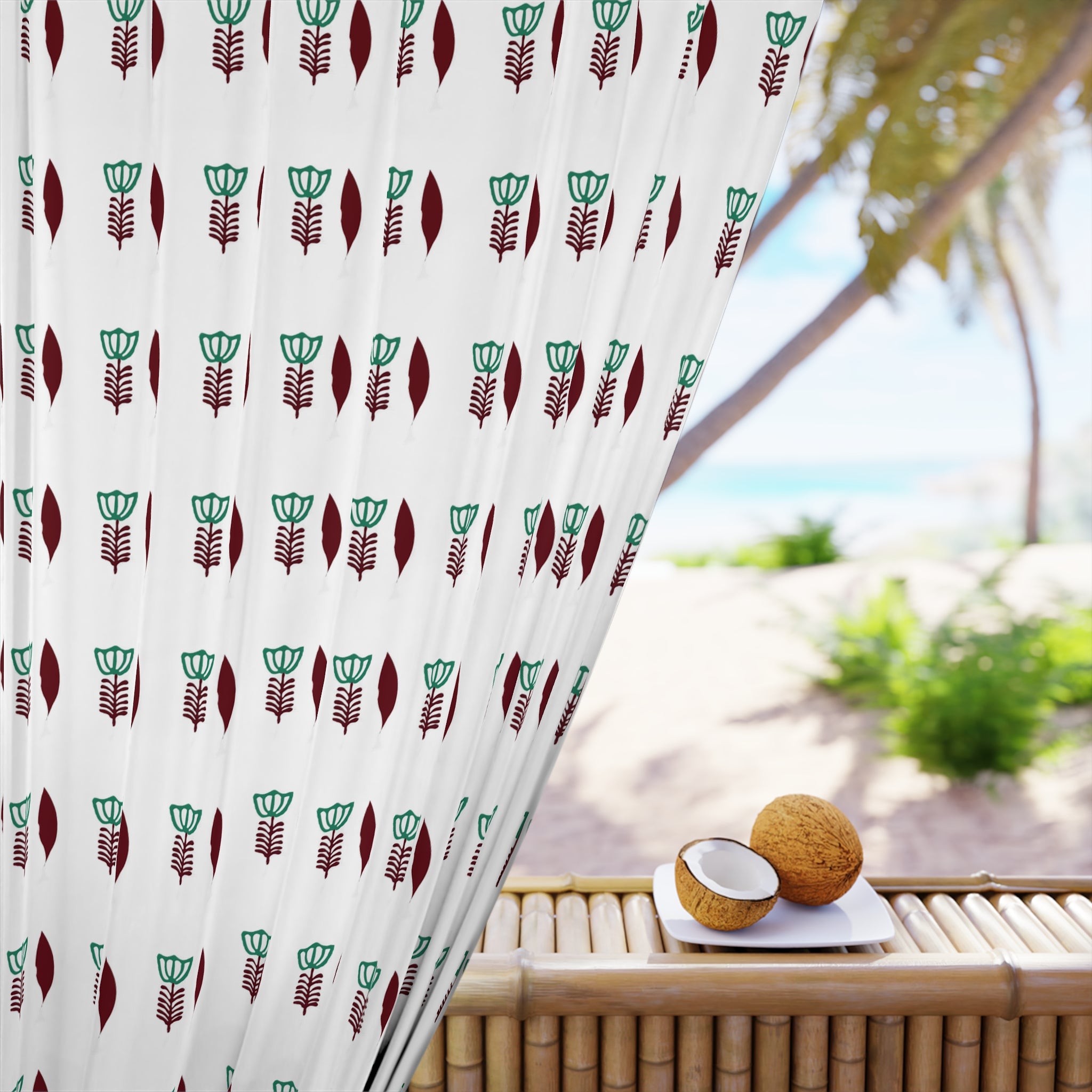 Cactus Pattern Window Curtain — Southwestern Succulent Print Single Panel
