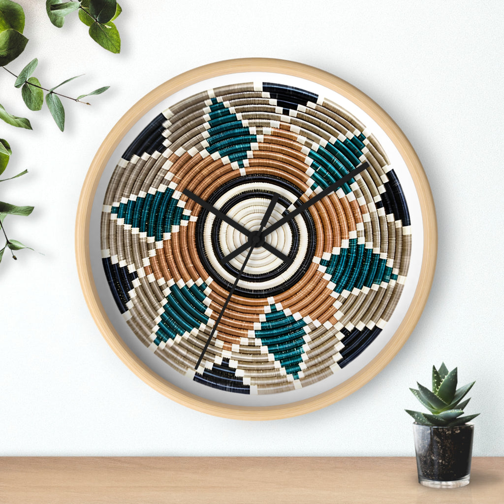 Bohemian Geometric Wall Clock — Colorful Tribal Pattern Clock