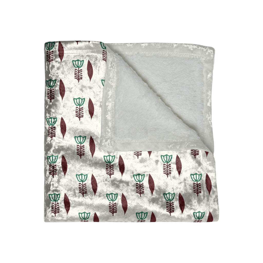 Vintage Feather Pattern Crushed Velvet Throw Blanket