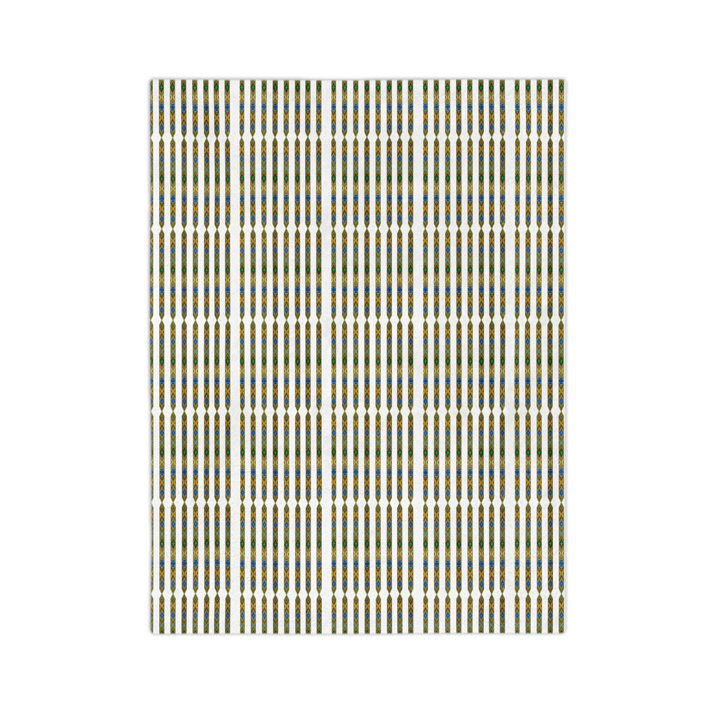 Velveteen Microfiber Blanket — Retro Stripe Plaid Throw (Mustard, Navy)