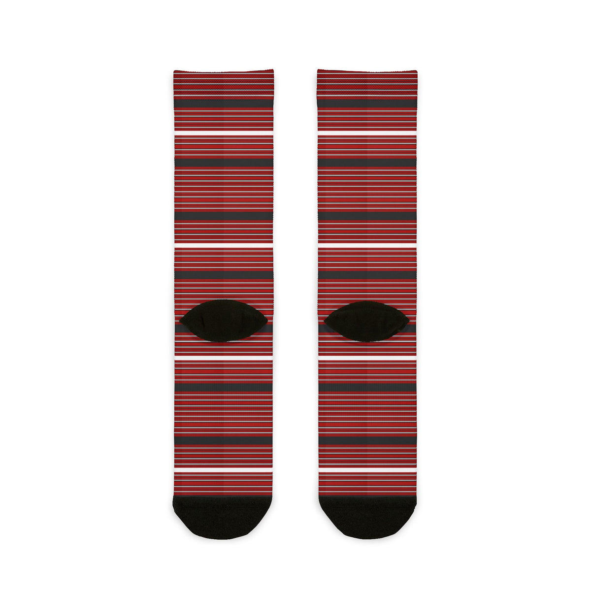 Red Striped Crew Socks — Classic Horizontal Stripe Sublimation Socks