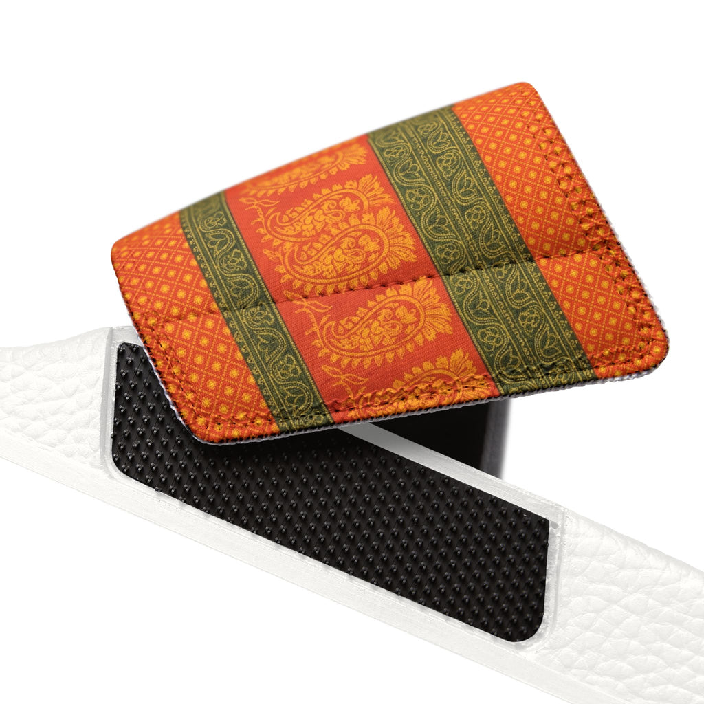 Slide Sandals — Orange Green Striped Removable-Strap Slides