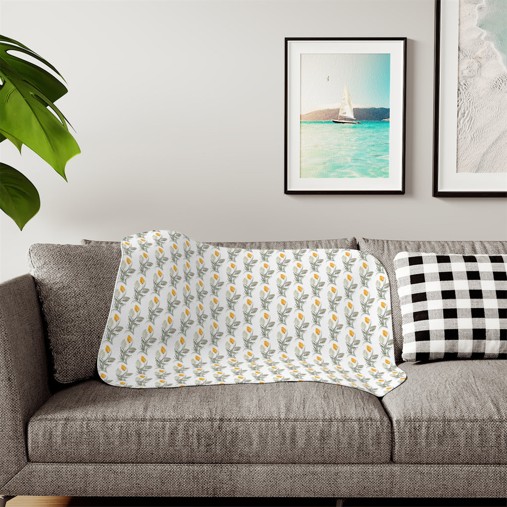Sherpa Blanket — Cozy Floral Pattern Throw Blanket