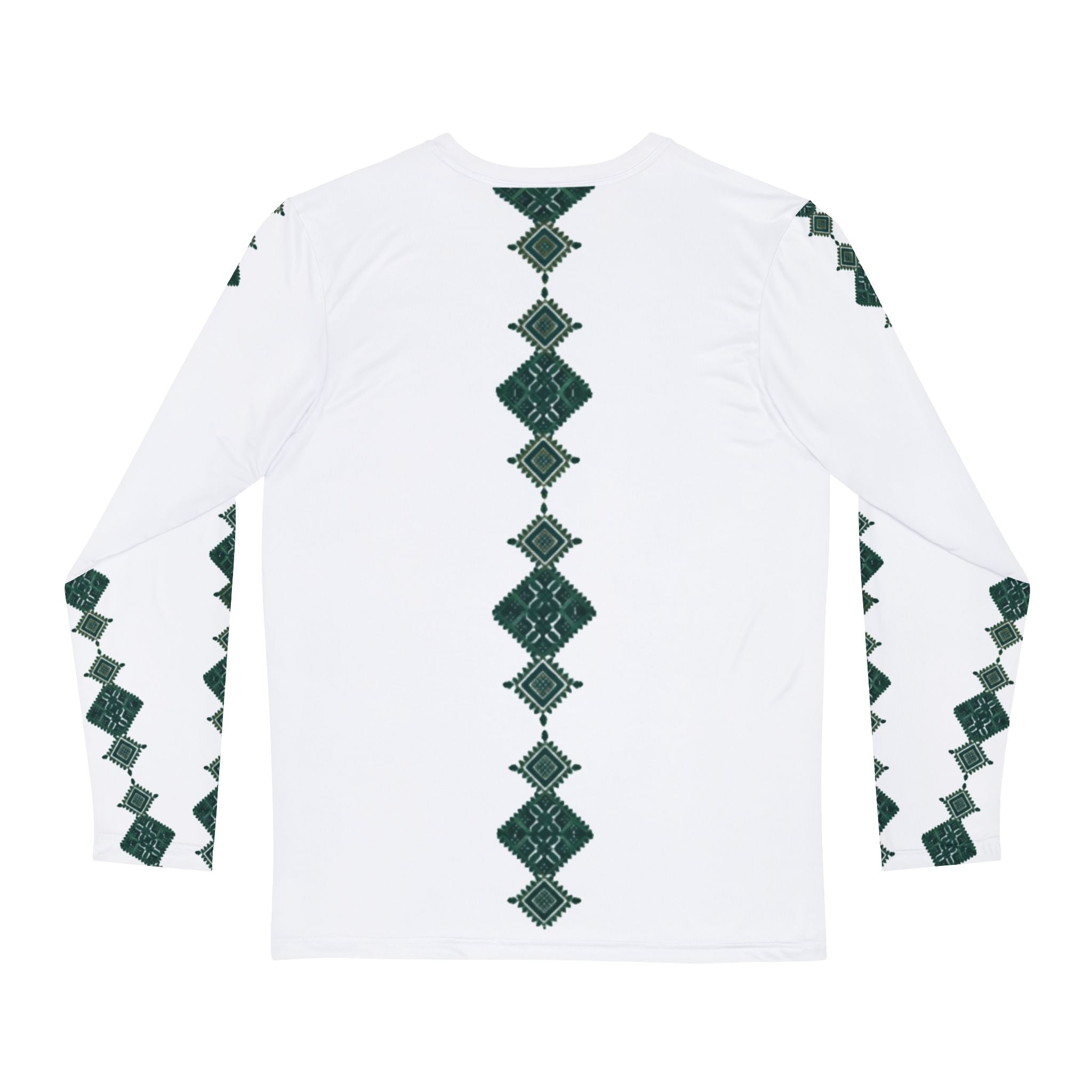 Men's Tribal-Inspired Long Sleeve Shirt – Green Ornamental Dashiki Design