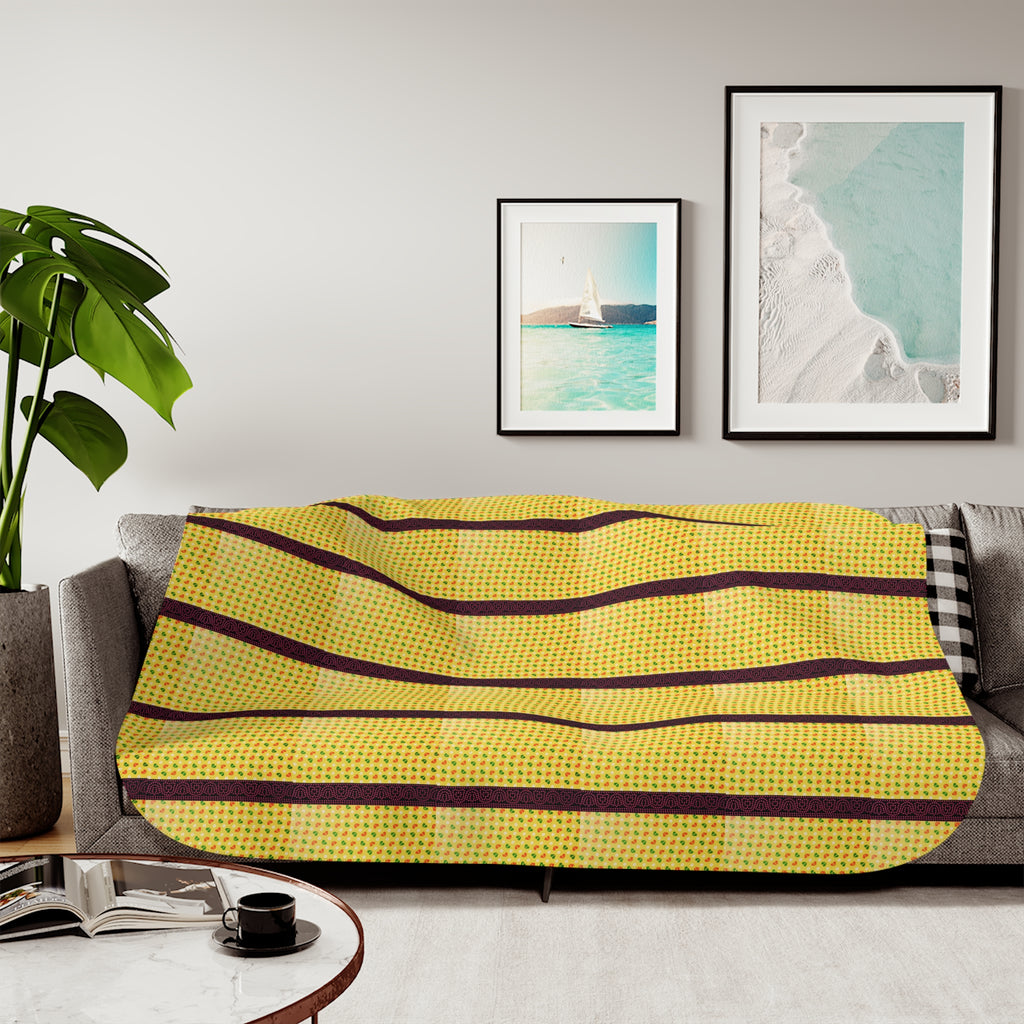 Striped Yellow Sherpa Blanket — Cozy Cabin Throw