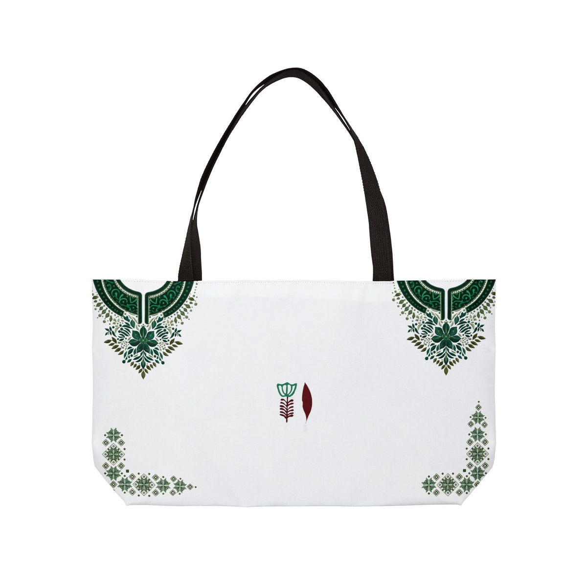 Weekender Tote Bag — Elegant Green Henna Corner Floral Travel Tote