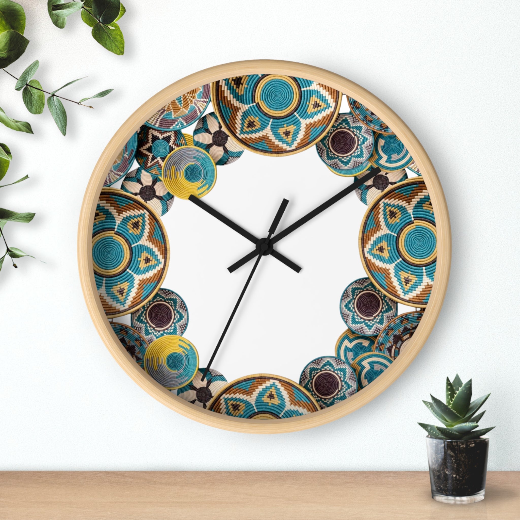 Bohemian Geometric Wall Clock — Colorful Tribal Pattern Clock