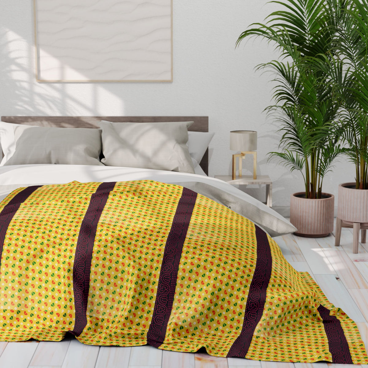 Arctic Fleece Blanket — Yellow Stripe Cozy Throw