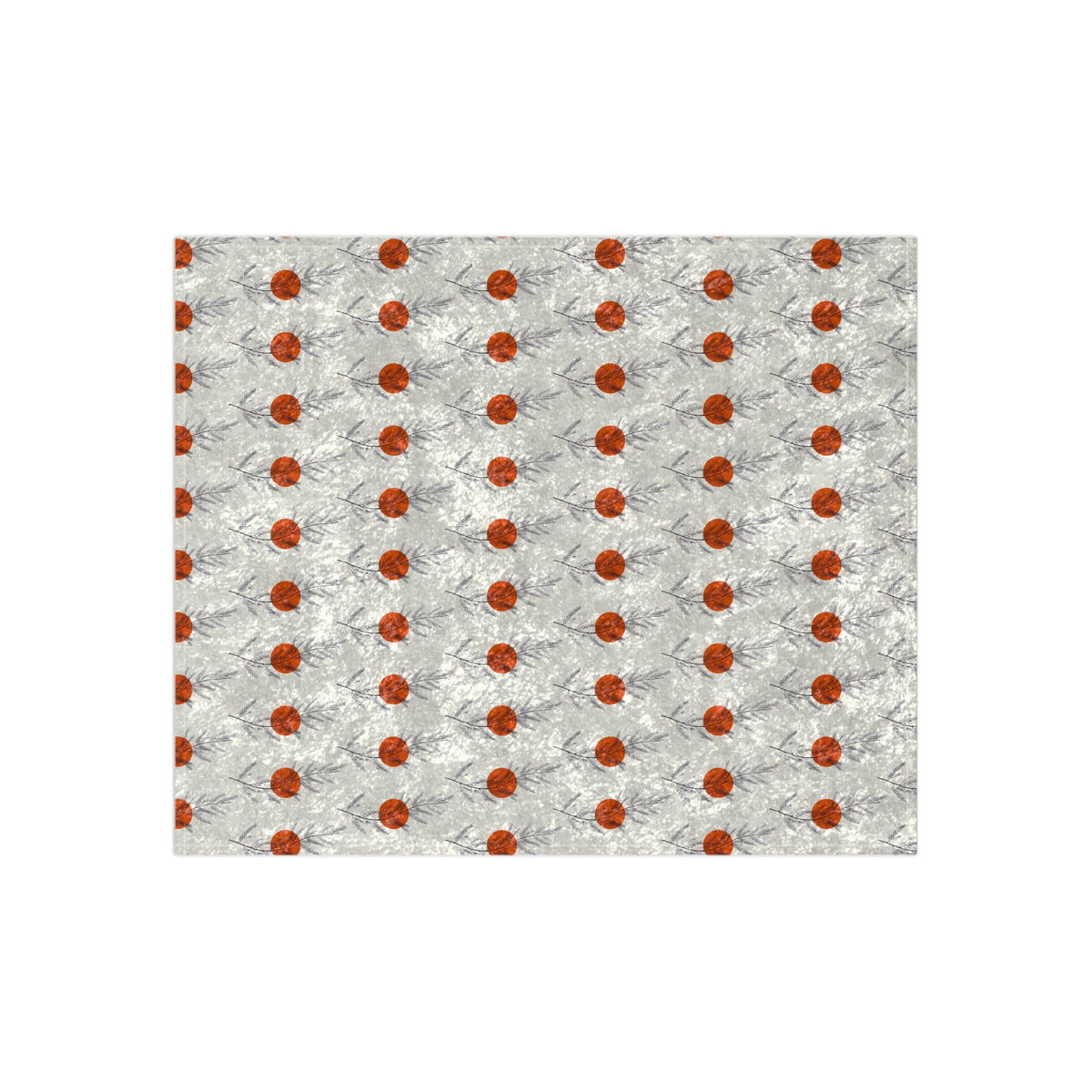 Crushed Velvet Blanket — Cozy Metallic Silver Throw with Orange Polka Dot Pattern