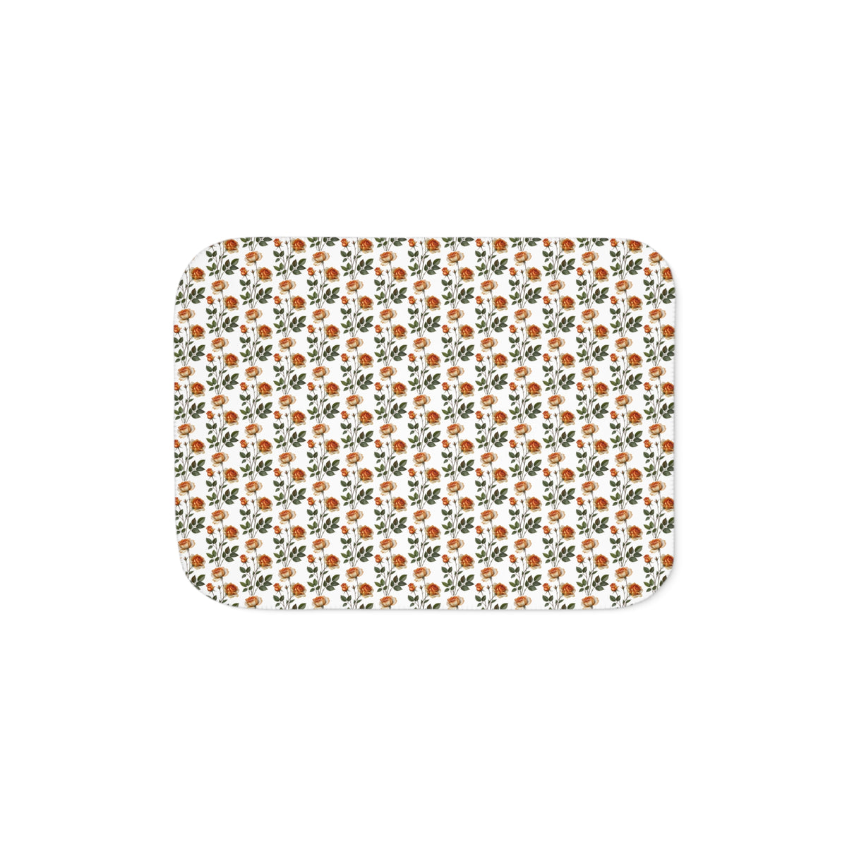 Autumn Floral Sherpa Blanket — Cozy Fall Throw with Orange & Green Bouquet Pattern