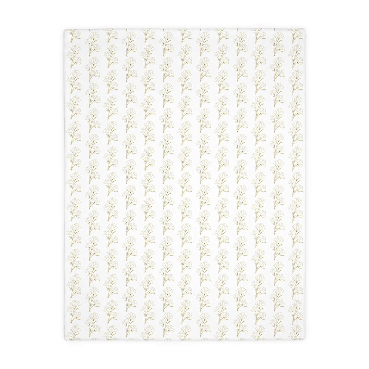 Botanical Velvet Throw Blanket - Neutral Gold Floral Microfiber, Reversible Two-Sided Cozy Throw