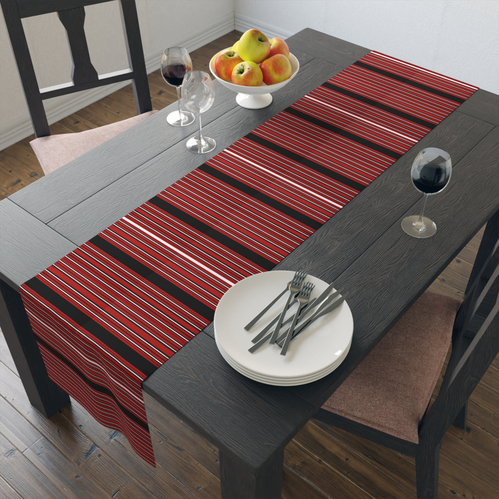 Rust & Black Stripe Table Runner — Modern Southwestern Dining Decor