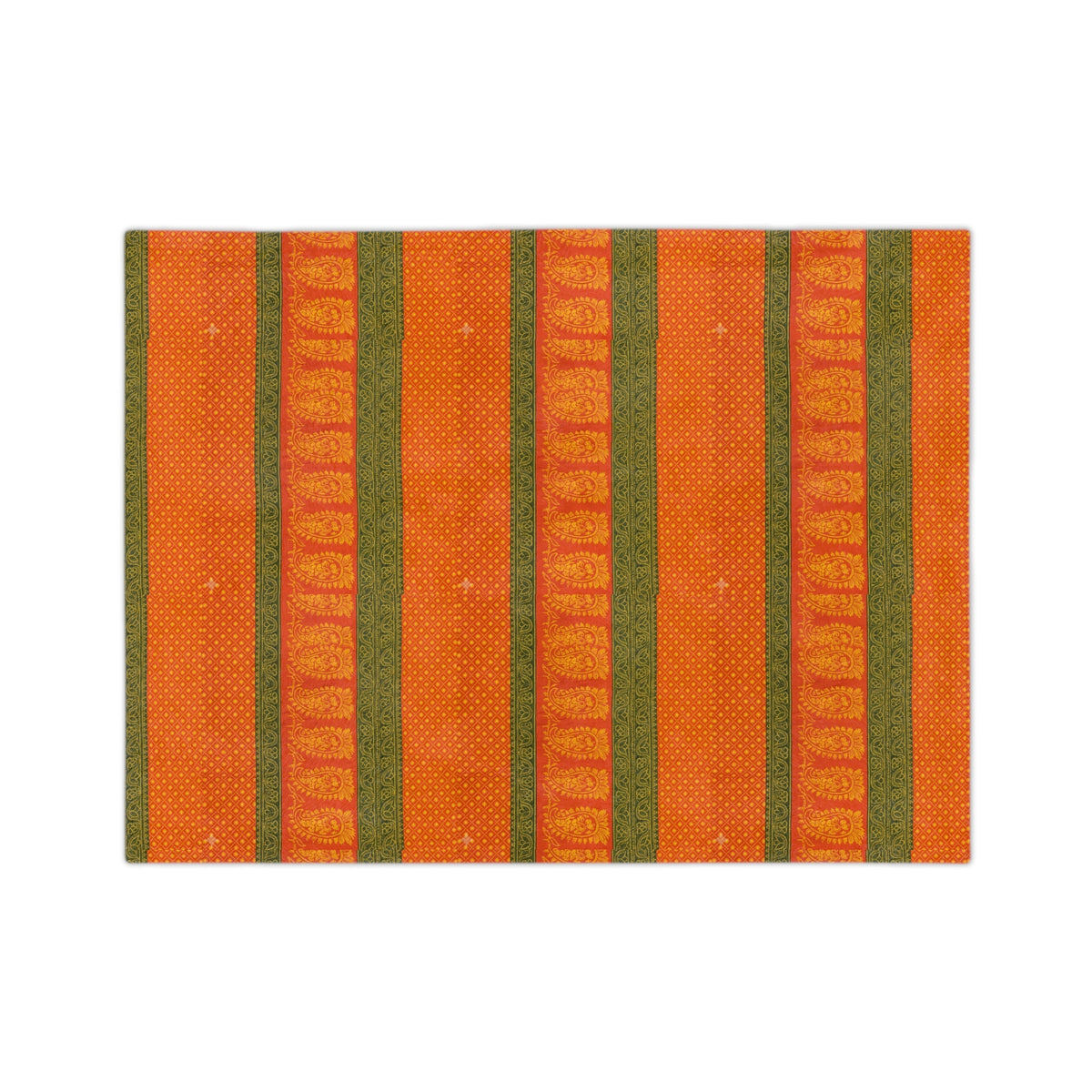 Autumn Stripe Velveteen Blanket — Cozy Orange & Olive Microfiber Throw