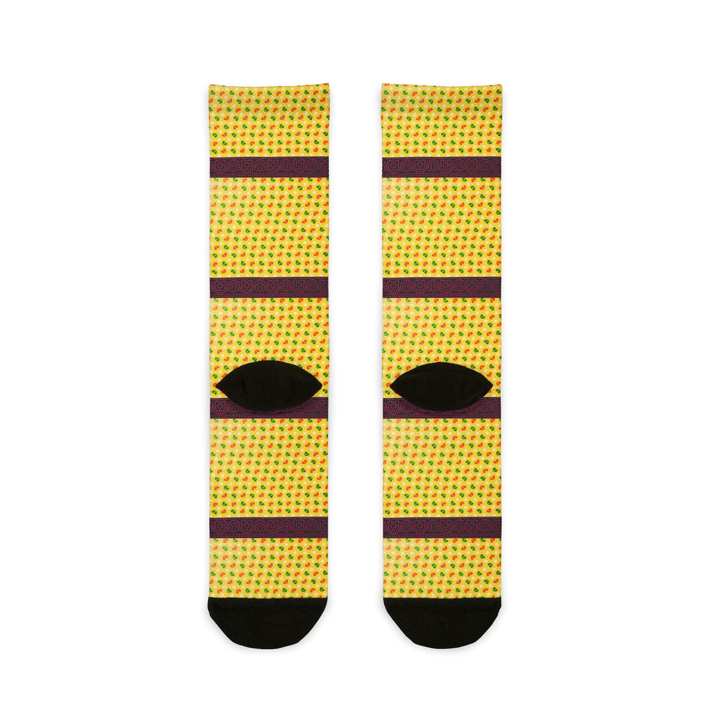 Pineapple Stripe Crew Socks — Fun Tropical Sublimated Socks