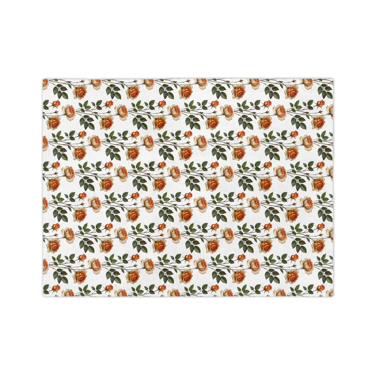 Floral Velveteen Blanket — Vintage Orange Rose Microfiber Throw