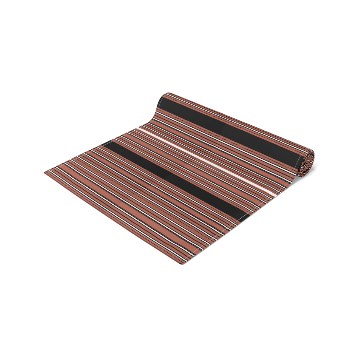Rust & Black Stripe Table Runner — Modern Southwestern Dining Decor