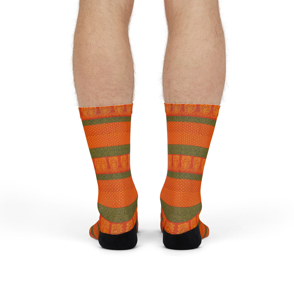 Orange Striped Crew Socks — Bright Fall Accent Socks