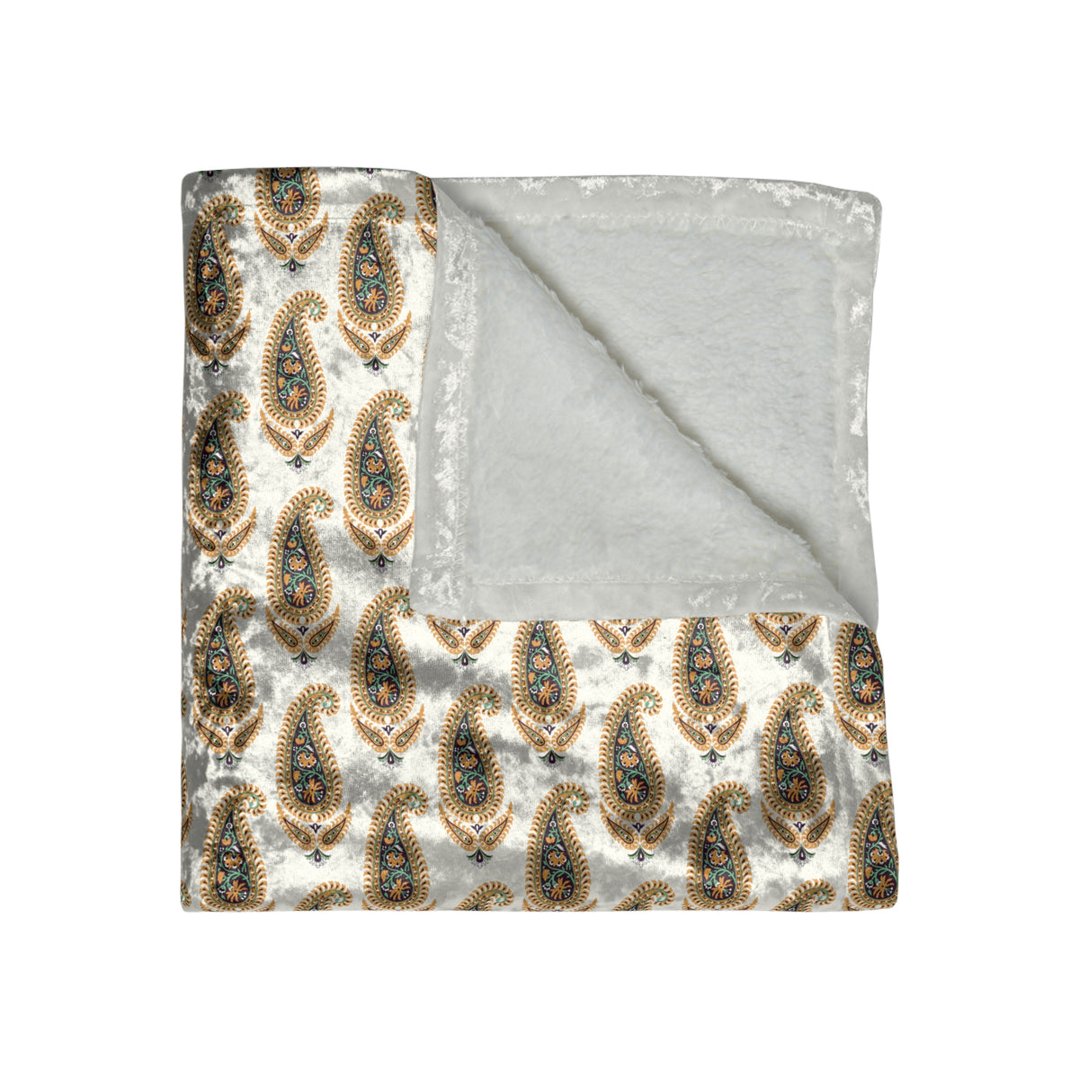 Crushed Velvet Blanket — Gold Paisley Luxe Throw