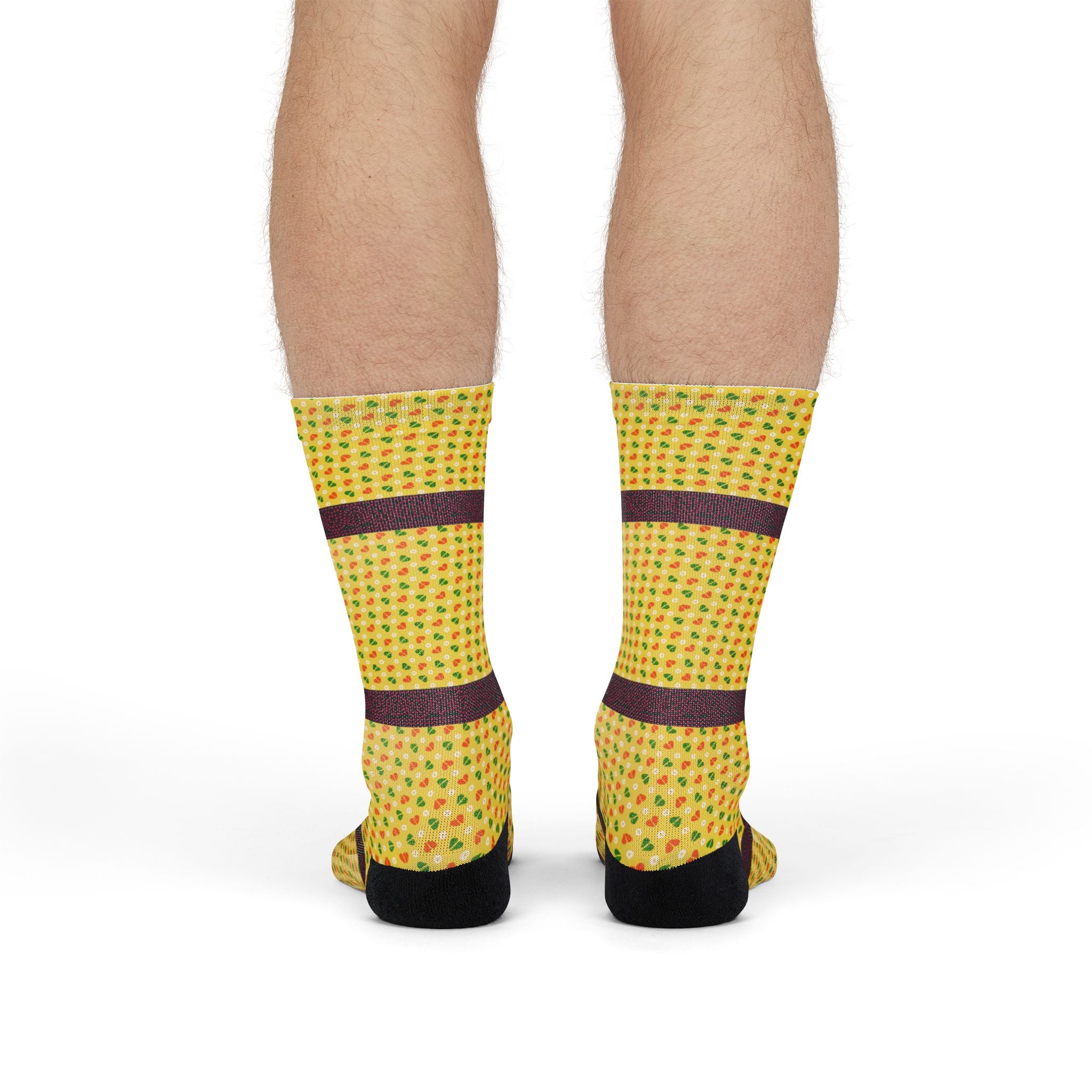 Pineapple Stripe Crew Socks — Fun Tropical Sublimated Socks