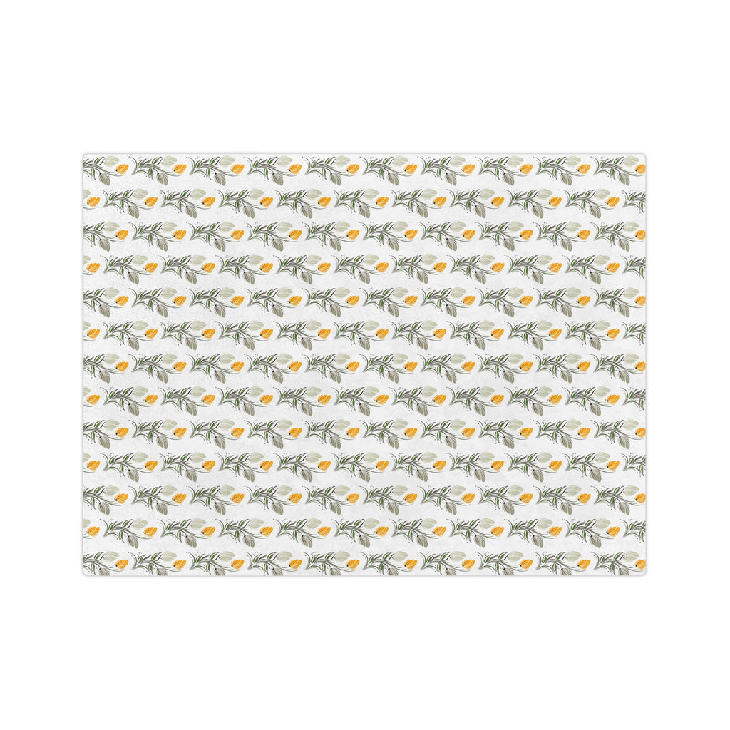 Floral Lemon Pattern Velveteen Throw Blanket