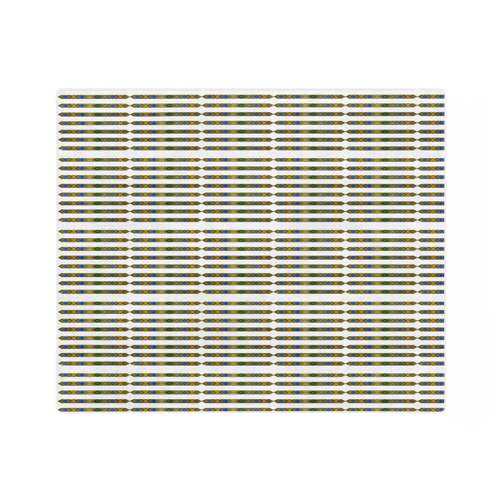 Velveteen Microfiber Blanket — Retro Stripe Plaid Throw (Mustard, Navy)