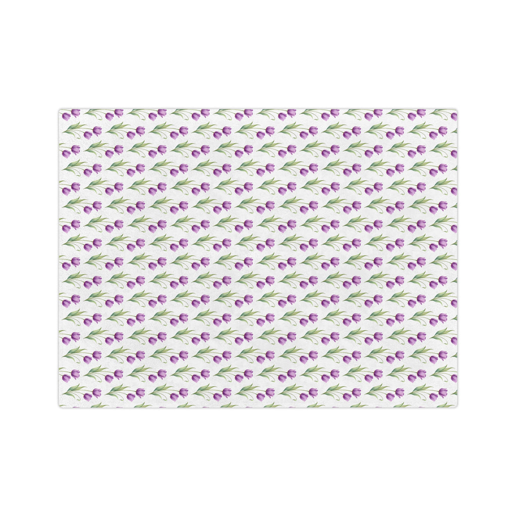 Floral Tulip Microfiber Blanket — Purple Tulip Pattern Throw