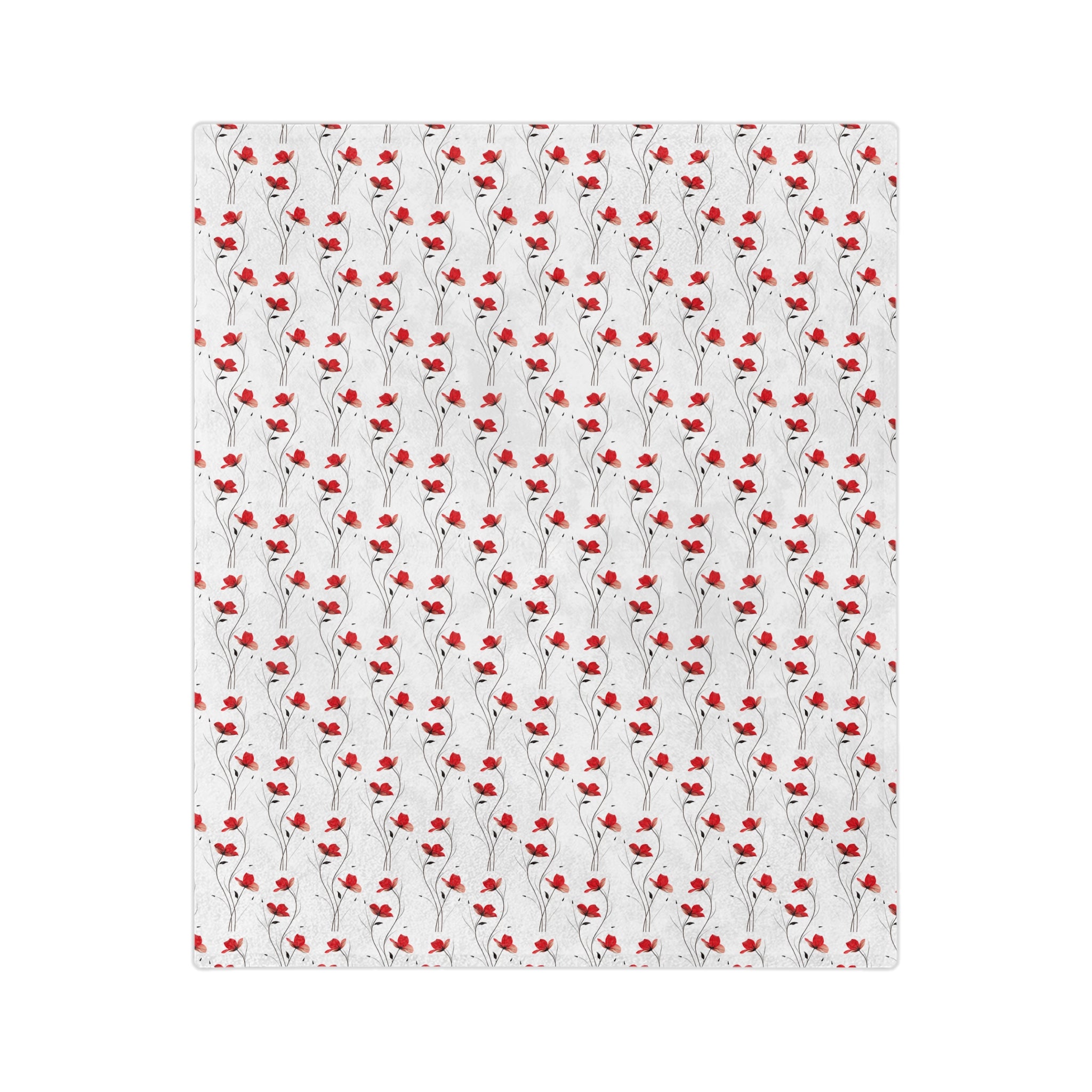 Red Poppy Floral Microfiber Blanket — Lightweight Velveteen Throw for Spring & Valentine's Gifts