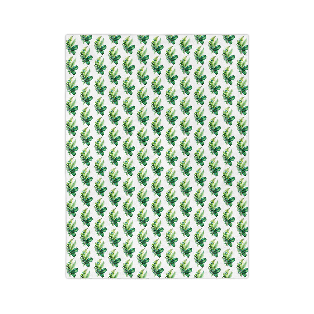 Tropical Palm Leaf Velveteen Microfiber Blanket – Lightweight Green Botanical Throw