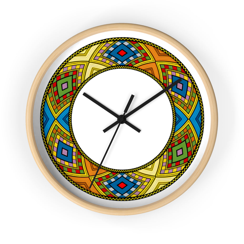 Bohemian Geometric Wall Clock — Colorful Tribal Pattern Clock