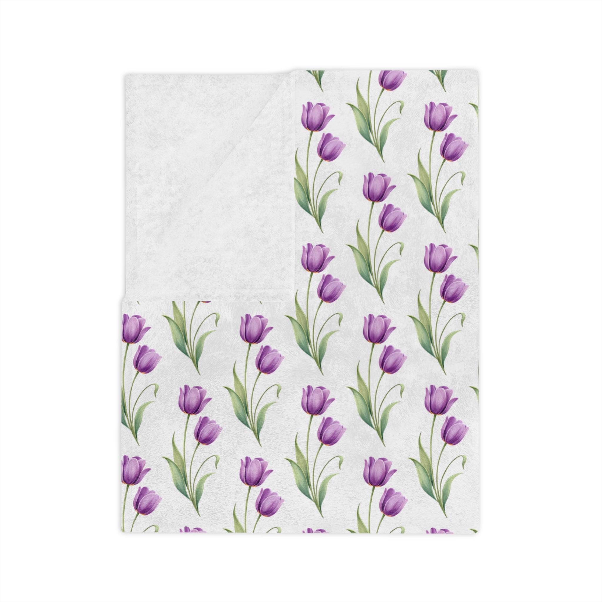 Floral Tulip Microfiber Blanket — Purple Tulip Pattern Throw