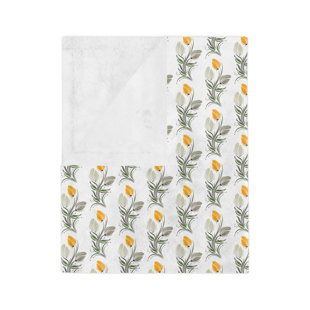 Floral Lemon Pattern Velveteen Throw Blanket
