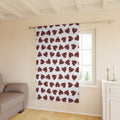Heart Pattern Window Curtain — Red Striped Hearts Single Panel Curtain for Valentine’s Day & Romantic Decor