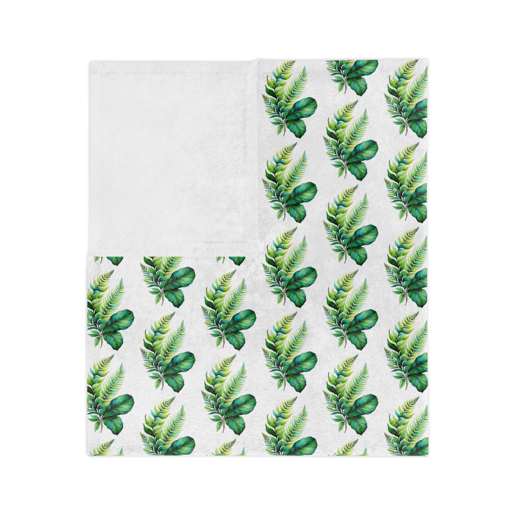 Tropical Palm Leaf Velveteen Microfiber Blanket – Lightweight Green Botanical Throw