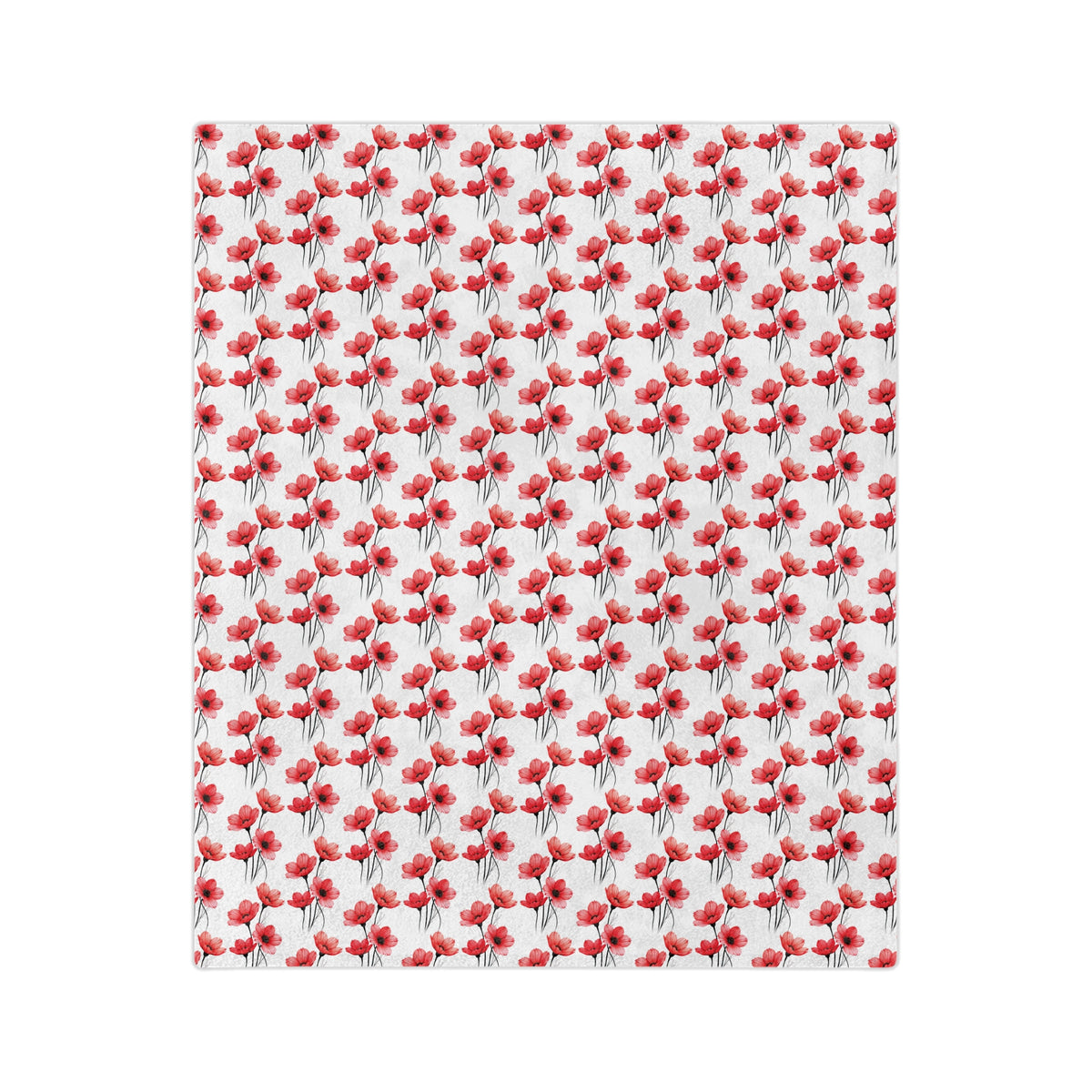 Floral Red Poppy Velveteen Blanket — Soft Microfiber Throw for Home & Gifts