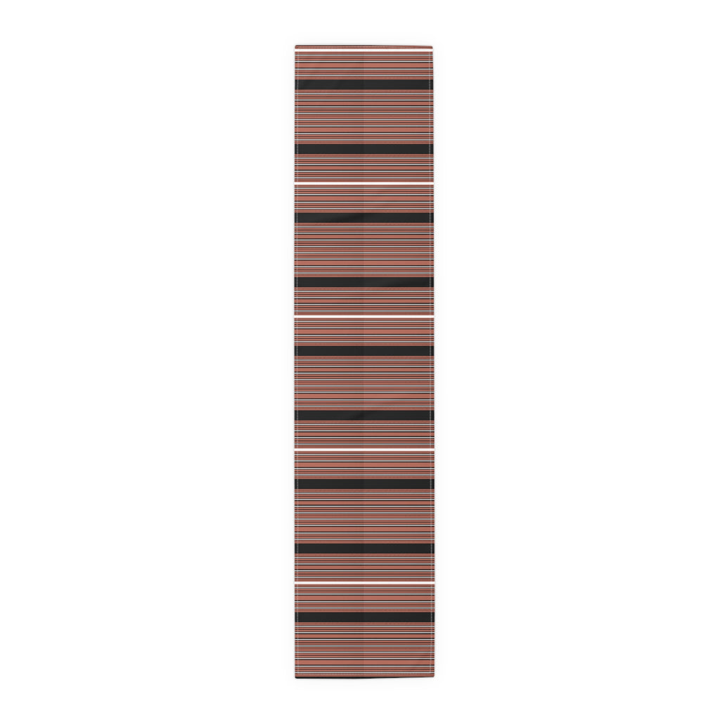 Rust & Black Stripe Table Runner — Modern Southwestern Dining Decor