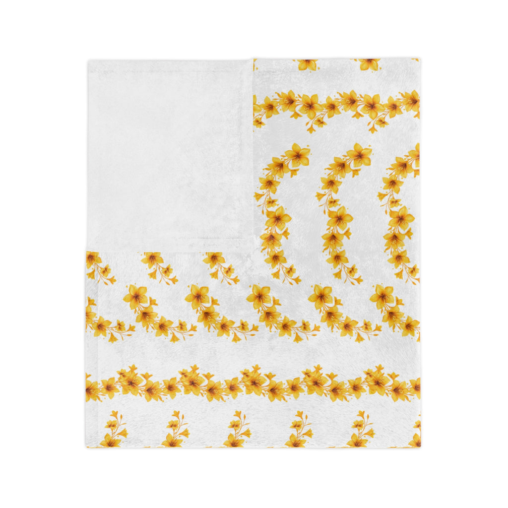 Sunflower Ditsy Pattern Blanket — Cozy Velveteen Microfiber Throw