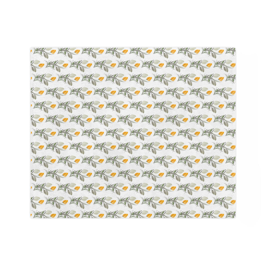 Floral Lemon Pattern Velveteen Throw Blanket