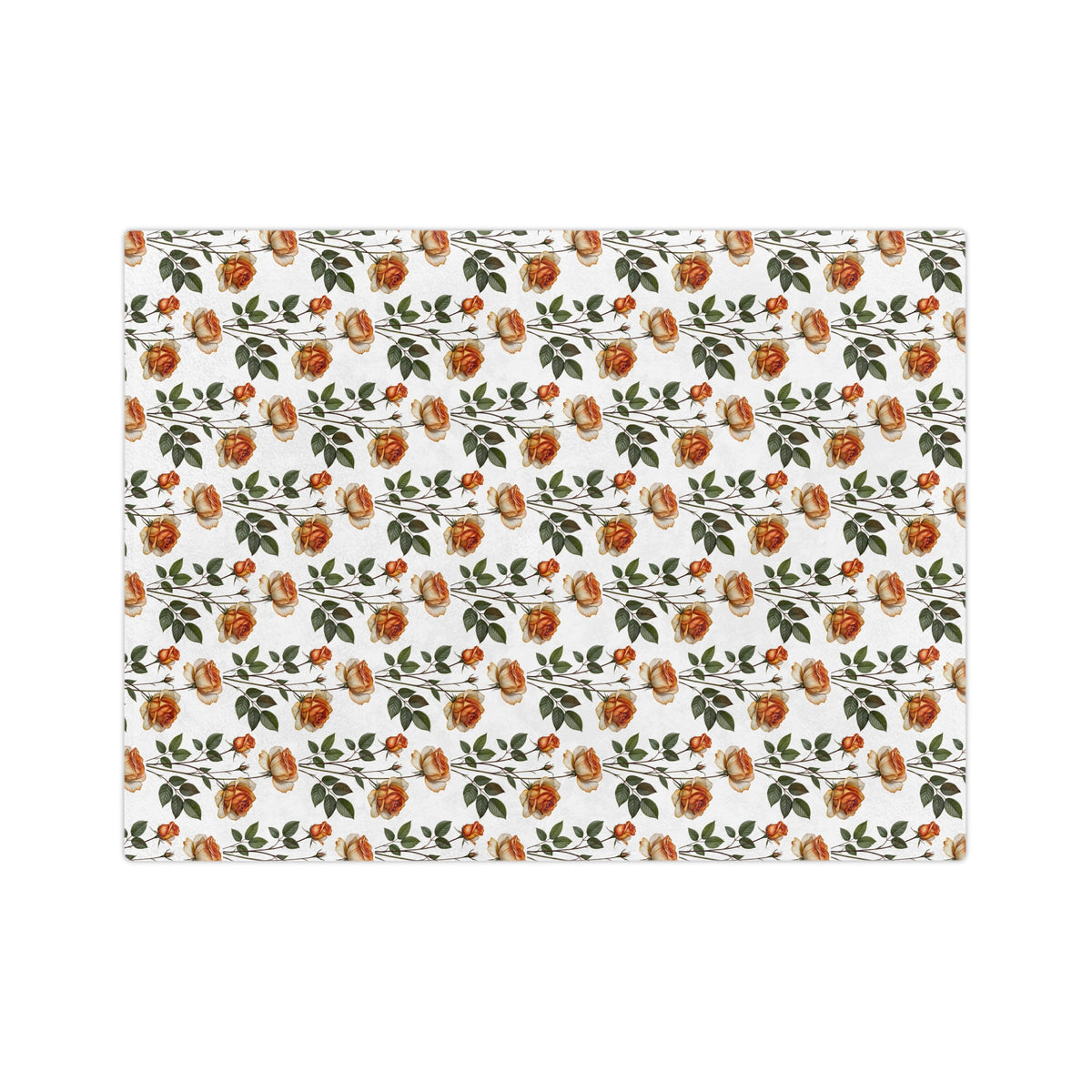 Floral Velveteen Blanket — Vintage Orange Rose Microfiber Throw